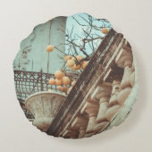 レモンツリーアンドオールド建物 ラウンドクッション (裏面)