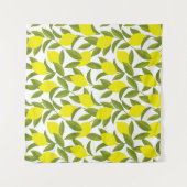 レモンツリーアート：黄色のシトラスのシームレスパターン タペストリー (正面(横))