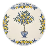 レモンツリーインブルー&ホワイトポットレモン セラミックノブ (正面)