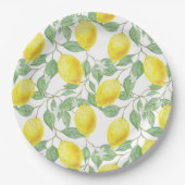 レモンツリーウォーターカラーフレッシュイエローシトラスピクニック ペーパープレート (正面)