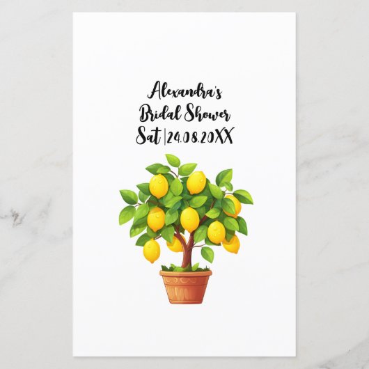 レモンツリーシトラスブライダルシャワーパーティーゲーム (裏面)