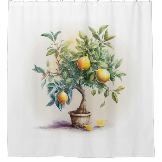 レモンツリーシャワーカーテン |ツリー愛好家のアート シャワーカーテン (正面)