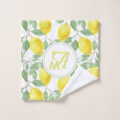 レモンツリーパターモノグラムのンイエローグリーンデコール バスタオルセット (ウォッシュタオル)