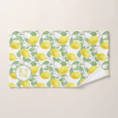 レモンツリーパターモノグラムのンイエローグリーンデコール バスタオルセット (ハンドタオル)
