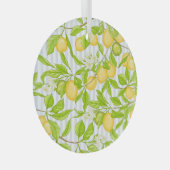 レモンツリーブランチストライプの：シームレスパターン ガラスオーナメント (正面右)
