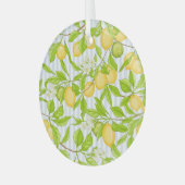 レモンツリーブランチストライプの：シームレスパターン ガラスオーナメント (正面左)