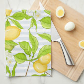 レモンツリーブランチストライプの：シームレスパターン キッチンタオル (四つ折り)