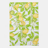 レモンツリーブランチストライプの：シームレスパターン キッチンタオル (縦)
