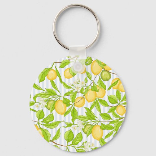 レモンツリーブランチストライプの：シームレスパターン キーホルダー (正面)