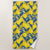 レモンツリーブルーミングパターンビーチタオル ビーチタオル (正面)