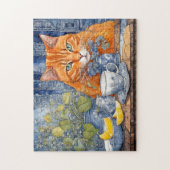 レモンティー入り水彩オレンジ猫 ジグソーパズル (縦)