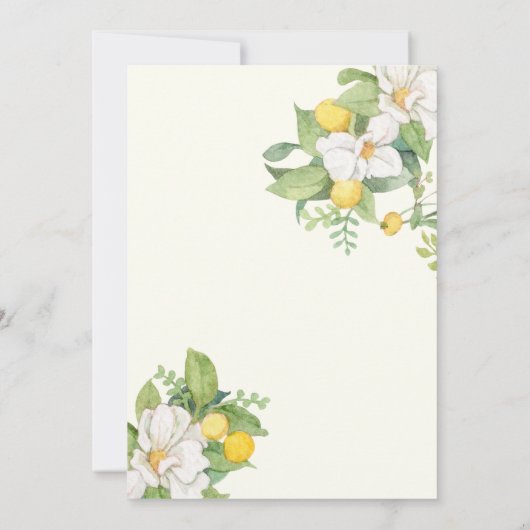 レモンテーマの少し甘い赤ちゃんシャワーの招待 招待状 (裏面)