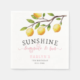レモンテーマガールバースデーパーティナプキンス スタンダードカクテルナプキン