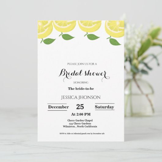 レモンテーマサマーブライダルシャワー 招待状 (スタンド正面)
