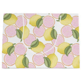 レモンテーマピンクバースデーパーティー抱き枕 ラージペーパーバッグ (正面)