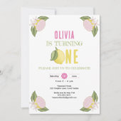 レモンテーマファースト誕生日ガール招待状 招待状 (正面)