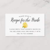 レモンテーマブライダルシャワーレシピリクエストカード エンクロージャーカード (正面)