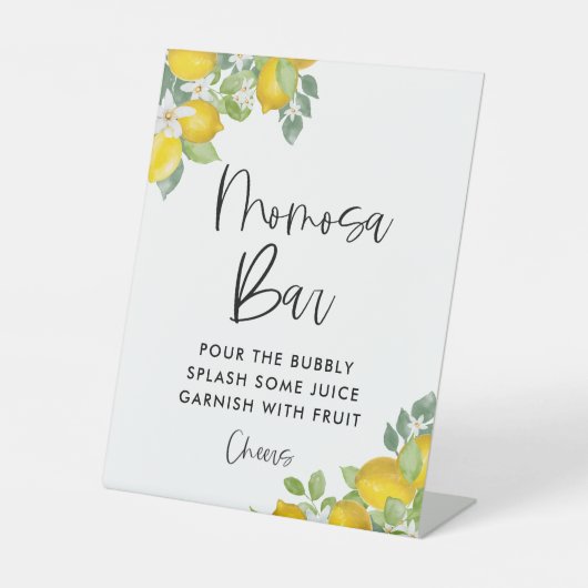 レモンテーマベビーシャワーモモモザバーサイン 台座サイン (正面)