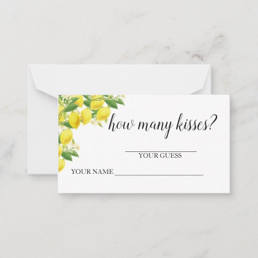 レモンテーマ数の推測キス ノートカード (正面)