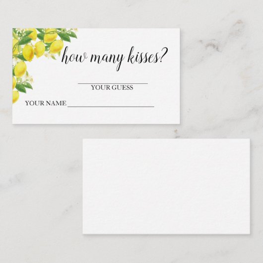 レモンテーマ数の推測キス ノートカード (正面/裏面)