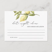 レモンデイトナイトアイディアブライダルシャワーゲームカード エンクロージャーカード (正面)