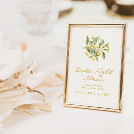 レモンデイトナイトブライダルシャワー標識 台座サイン