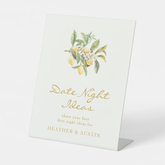 レモンデイトナイトブライダルシャワー標識 台座サイン (正面)