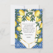レモントロピカルブライダルシャワー 地中海の サンキューカード (裏面)