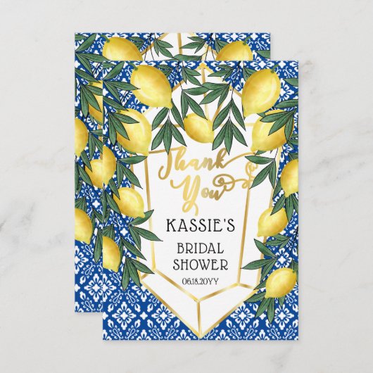 レモントロピカルブライダルシャワー 地中海の サンキューカード (正面/裏面)
