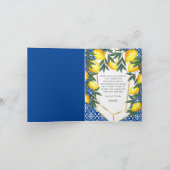 レモントロピカル地中海のブライダルシャワー感謝してい サンキューカード (内部)