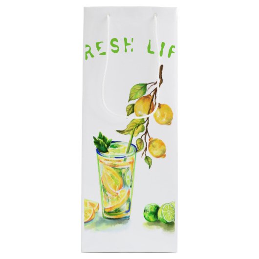 レモンドリンククールパーティーワイン抱き枕-カスタム文字 ワインギフトバッグ (正面)