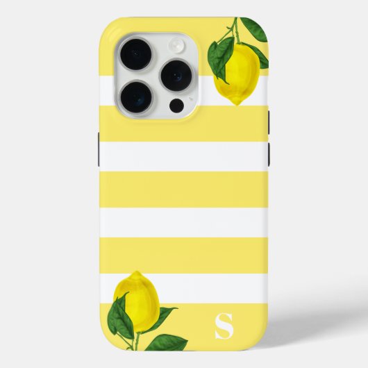 レモンドロップストライプモノグラム Case-Mate iPhoneケース (裏面)