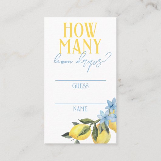 レモンドロップパーティーゲーム推測カードの数 名刺 (正面)