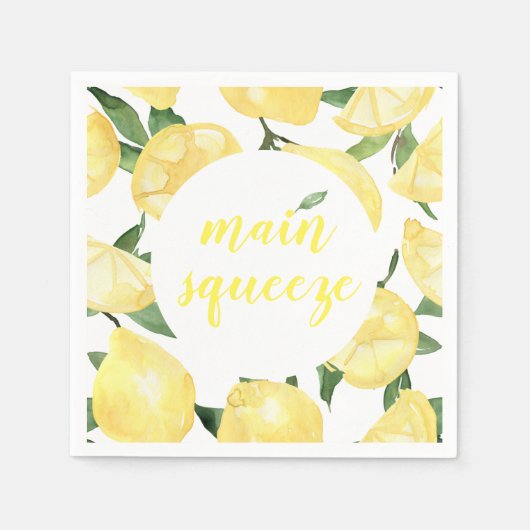 レモンナプキンズメインスクイーズブライダルシャワー スタンダードカクテルナプキン (正面)