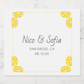 レモンハンドドロッお洒落ドシッシンプルツ結婚ス スパークリングワインラベル (シングルラベル)