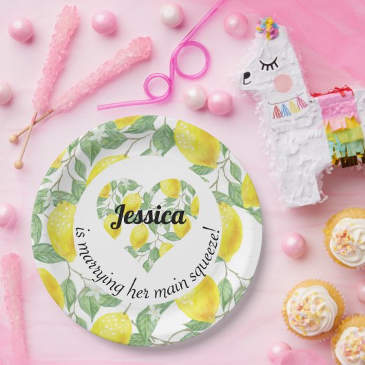レモンハートをテーマにしたメインスクイーズウェディングシャワー ペーパープレート (パーティー)