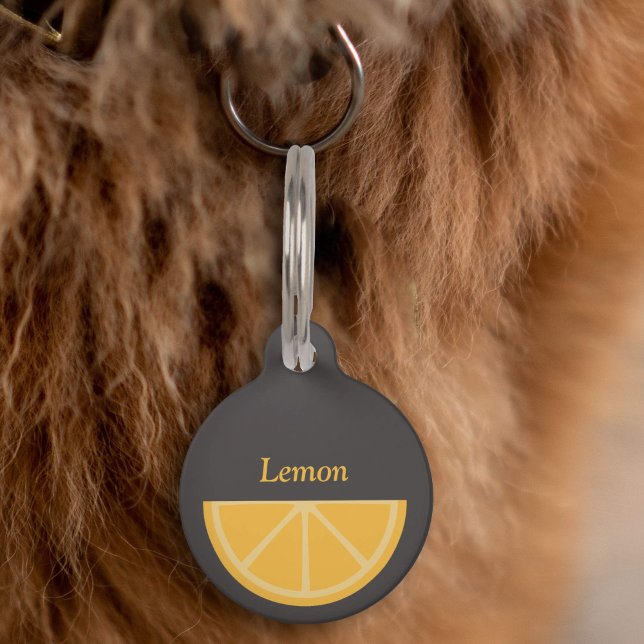 レモンハーフスライスペットタグ ペット　ネームタグ (Lemon Half-Slice Pet Tag)