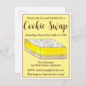 レモンバースクエアベイクセールクッキースワップペストリー インビテーションポストカード (正面/裏面)