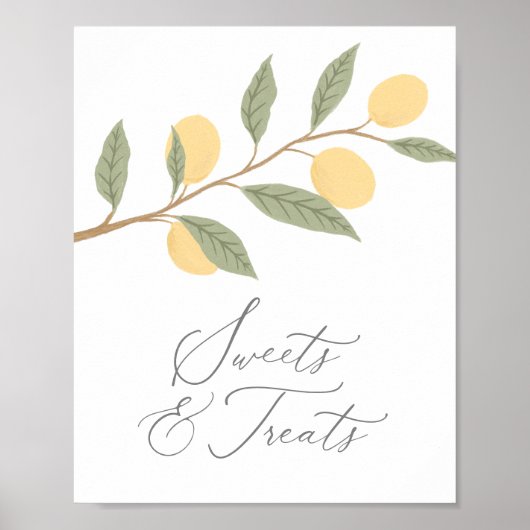 レモンバースデーパーティースイーツアンドトリートサイン ポスター (正面)