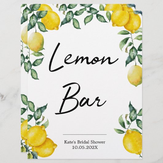 レモンバーレモンパーソナライズされた標識 (正面/裏面)