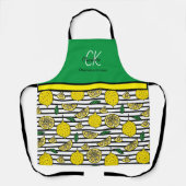レモンパタモダンーンモノグラム名 エプロン (正面)