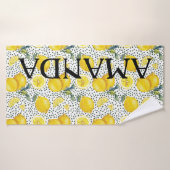 レモンパターパーソナライズされたン名風呂タオル バスタオル (バスタオル)