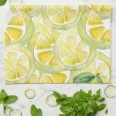 レモンパターンの水の絵画色 キッチンタオル (折り畳み)