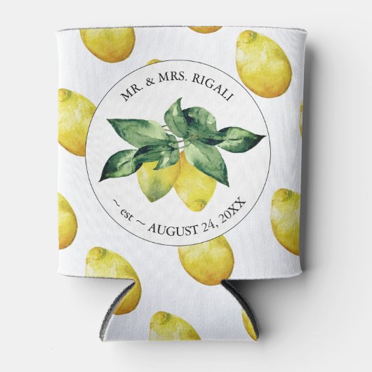 レモンパターンカスタムウェディングクーラーボックス 缶クーラー (正面)