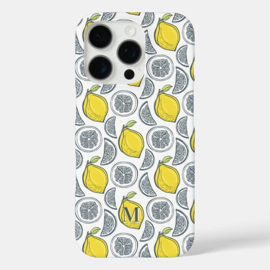 レモンパターンカスタムモノグラム電話ケース Case-Mate iPhoneケース (裏面)
