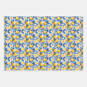 レモンパターンシトラスフルーツ熱帯夏 ラッピングペーパーシート (正面)