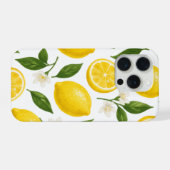 レモンパターンデザイン | 新鮮なシトラスサマープリント iPhoneケース (裏面横)