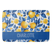 レモンパターントロピカルフルーツイエロー名前をカスタムする バスマット (正面)
