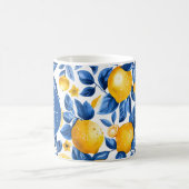 レモンパターントロピカルフルーツカスタムカップル名 コーヒーマグカップ (中央)