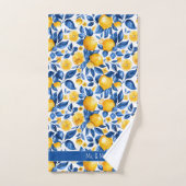 レモンパターントロピカルフルーツカスタムカップル名 バスタオルセット (ハンドタオル)